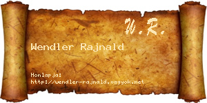Wendler Rajnald névjegykártya